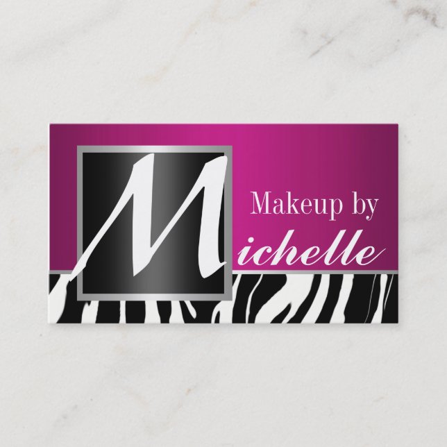 Zebra-Monogramm-Maskenbildner Visitenkarte (Vorderseite)