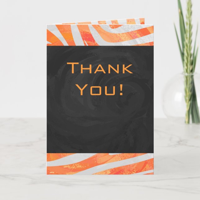 Zebra Monogramm Orange und Weiß Karte (Vorderseite)