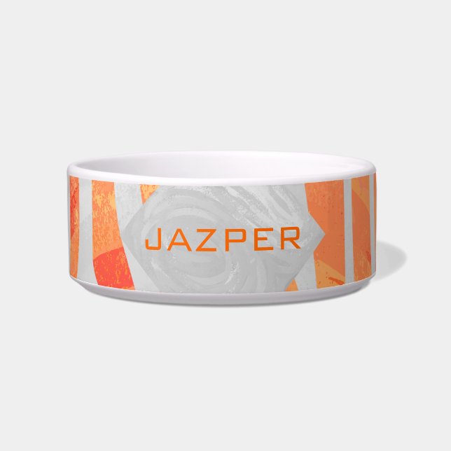 Zebra Monogramm Orange und Weiß Napf (Vorderseite)