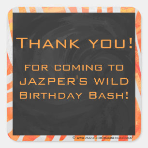 Zebra Monogramm Orange und Weiß Quadratischer Aufkleber