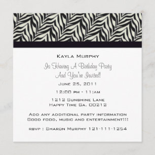 Zebra-Monogramm-Party Einladungen