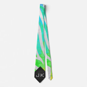 Zebra Monogramm Regenbogen und Weiß Druck Krawatte
