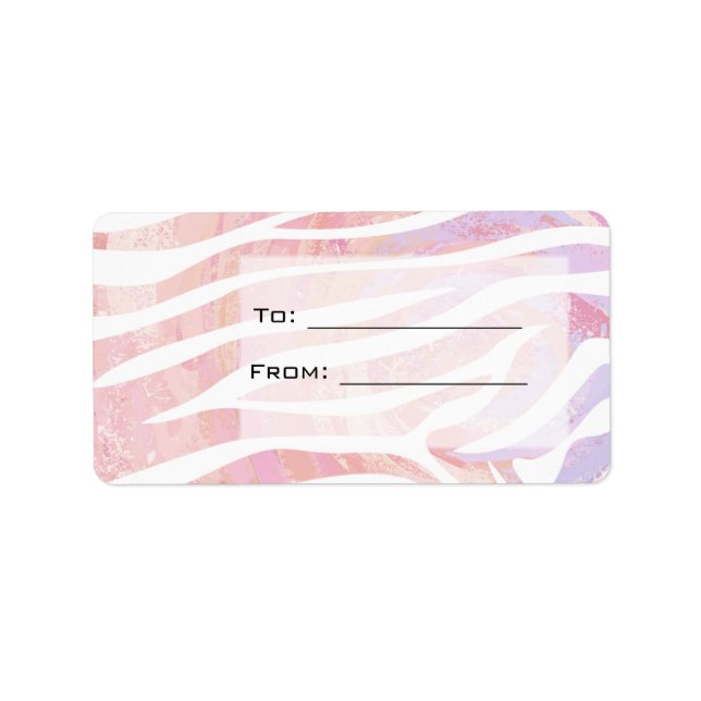 Zebra Monogramm Rosa und Weiß Adressaufkleber (Vorne)