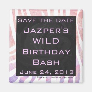 Zebra Monogramm Rosa und Weiß Magnet