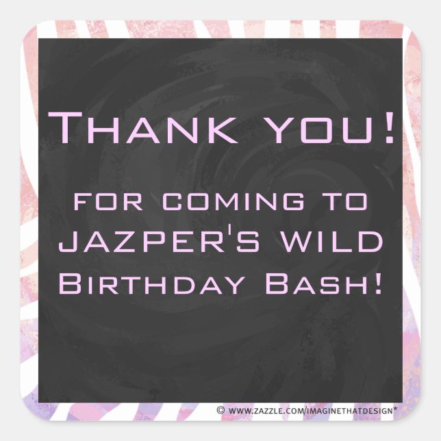 Zebra Monogramm Rosa und Weiß Quadratischer Aufkleber (Vorderseite)