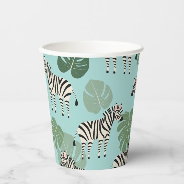 Zebra Monstera Pattern Pappbecher (Vorderseite)