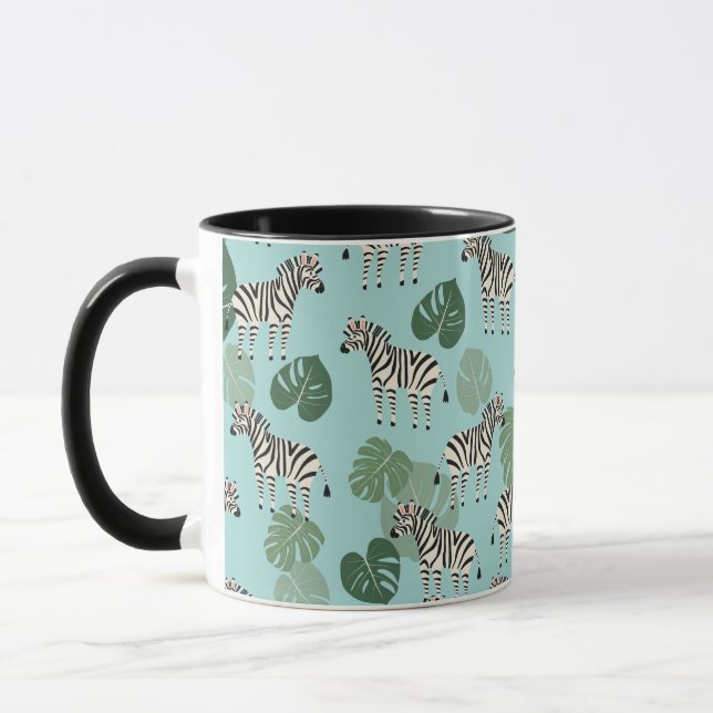 Zebra Monstera Pattern Tasse (Links)