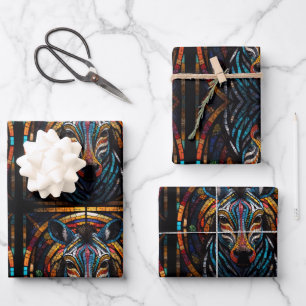 Zebra Mosaic Glasverpackungspapierblätter Geschenkpapier Set