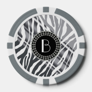 Zebra-Muster bei Tieren und Monogramm Pokerchips