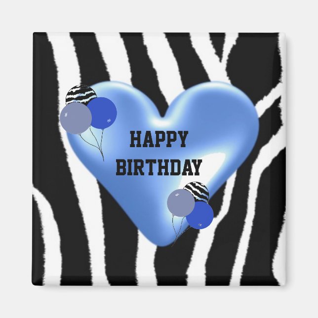 Zebra Muster Geburtstag mit Balloons Magnet (Vorne)