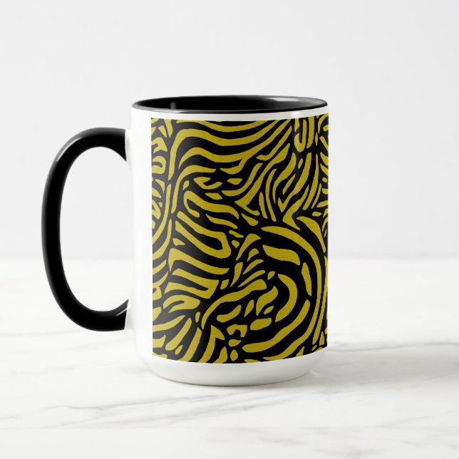 Zebra-Muster in Schwarz und Gelb Tasse (Links)