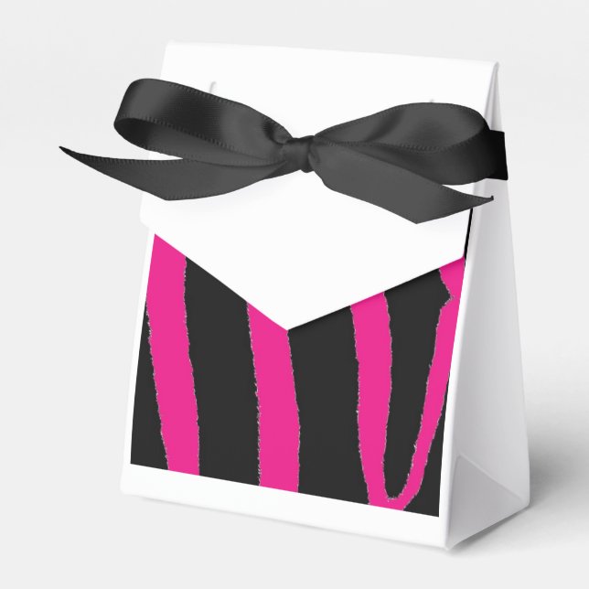 Zebra-Muster in Schwarz und Heiß Rosa Geschenkschachtel (Vorderseite)
