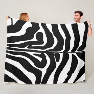 Zebra-Muster in Schwarz und Weiß Fleecedecke