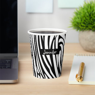 Zebra-Muster in Schwarz und Weiß Pappbecher