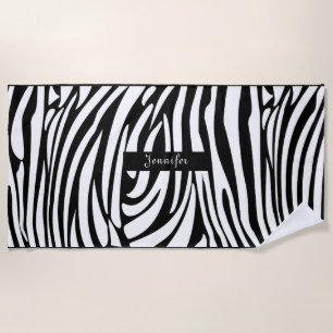 Zebra-Muster in Schwarz und Weiß Strandtuch