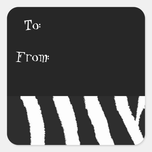 Zebra-Muster in Weiß und Schwarz Quadratischer Aufkleber (Vorderseite)