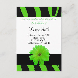 Zebra Muster mit Blume Einladung zum Geburtstag