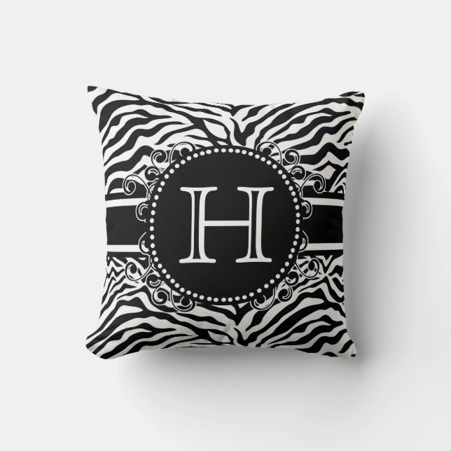 Zebra-Muster mit dem Monogramm cool und mutig Kissen (Vorderseite)