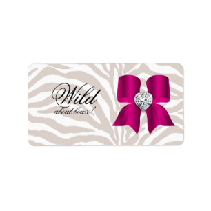 Zebra-Muster mit niedlichem Mode-Schmuck-Bogen Adressaufkleber