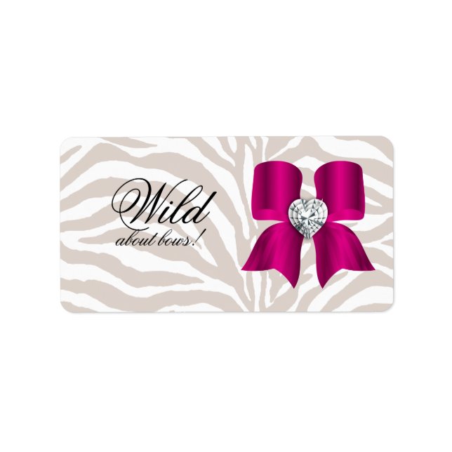 Zebra Muster mit Niedlichem Modeschmuck Adressaufkleber (Vorne)