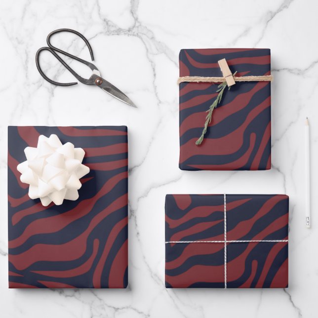 Zebra Muster Modern Christmas Preppy Animal Print Geschenkpapier Set (Vorderseite)