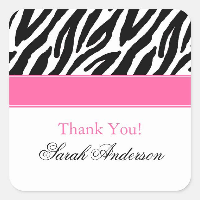 Zebra Muster Personalisiert Square Sticker (Vorderseite)