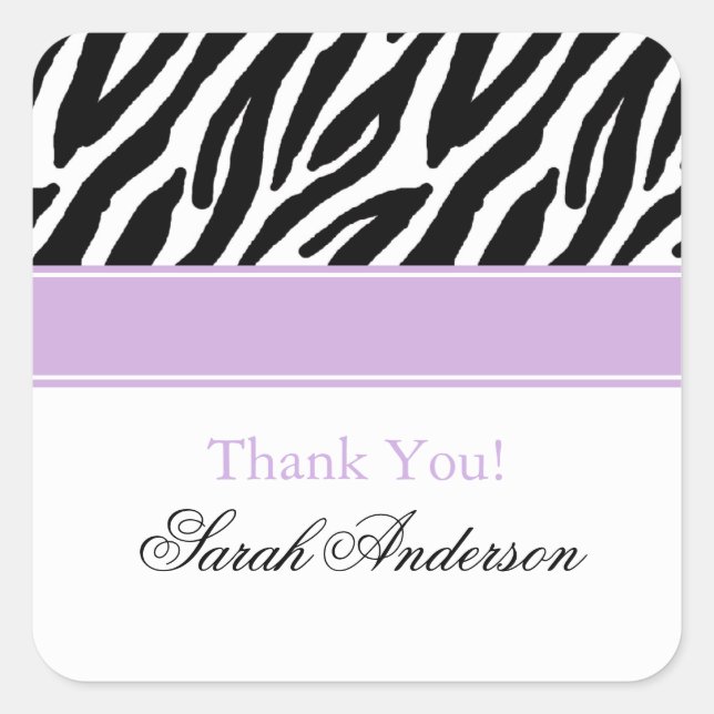 Zebra Muster Personalisiert Square Sticker (Vorderseite)
