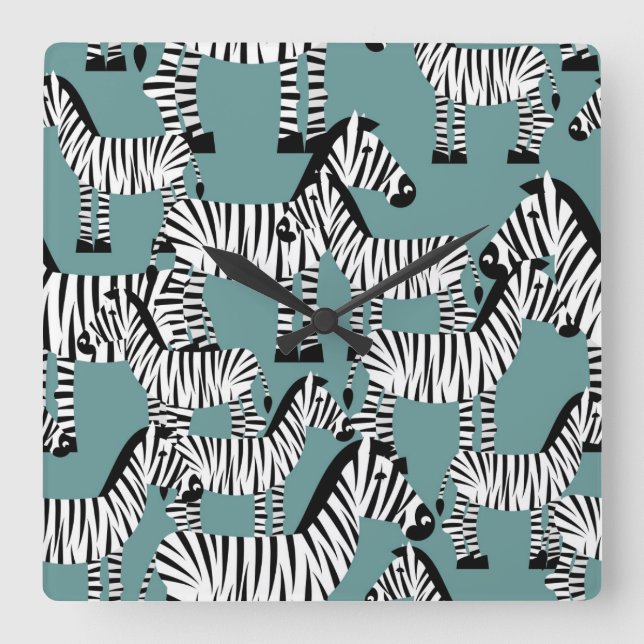 Zebra-Muster Quadratische Wanduhr (Vorderseite)