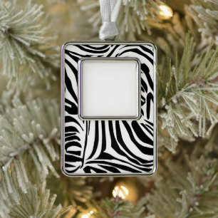 Zebra-Muster Rahmen-Ornament Silber