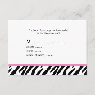 Zebra-Muster-Wartekarten RSVP Karte