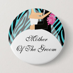 Zebra-Mutter des Bräutigam-Knopf-/Button-Türkises Button