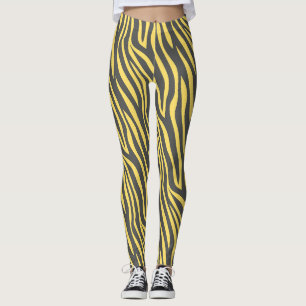 Zebra Navy Yellow Minimal Muster Leggings