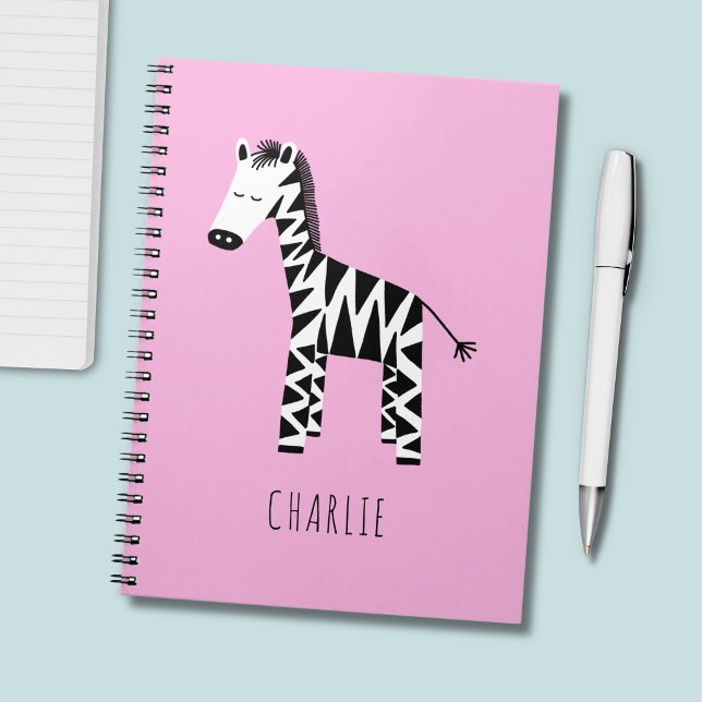 Zebra-niedliche Kinder Notizblock (Pink zebra print personalized notebook)