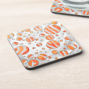 Zebra Orange und Weiße Polka-Punkte Getränkeuntersetzer