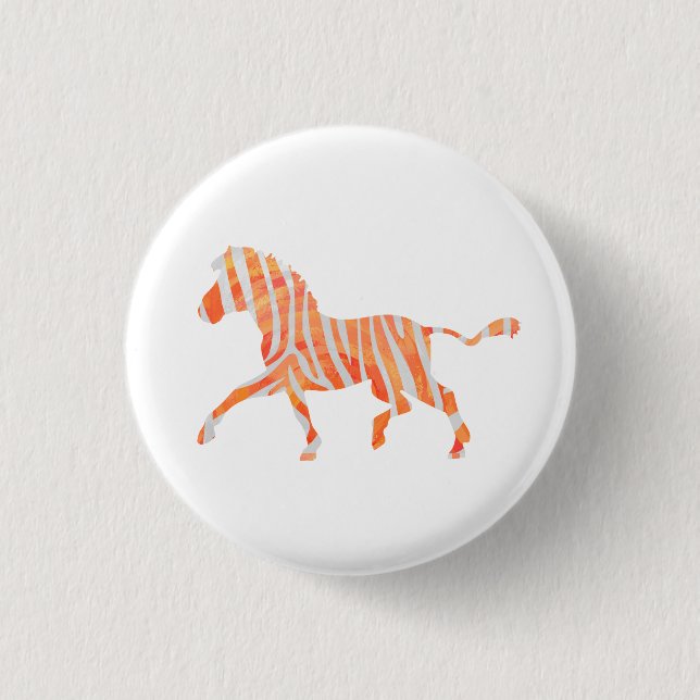 Zebra Orange und Weiße Silhouette Button (Vorderseite)