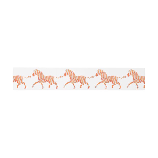 Zebra Orange und Weiße Silhouette Einladungsbanderole (Flach)