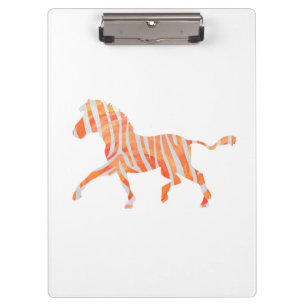 Zebra Orange und Weiße Silhouette Klemmbrett