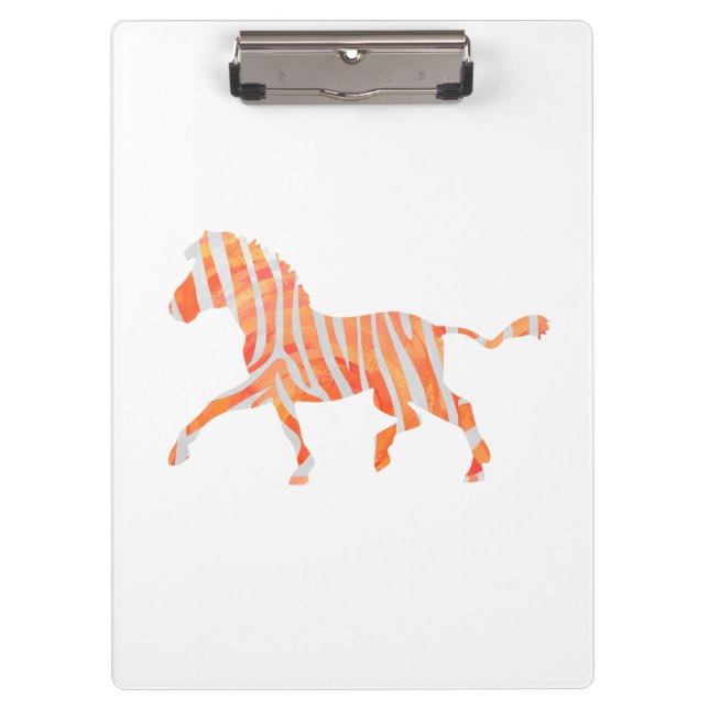 Zebra Orange und Weiße Silhouette Klemmbrett (Vorderseite)