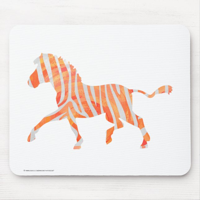 Zebra Orange und Weiße Silhouette Mousepad (Vorne)