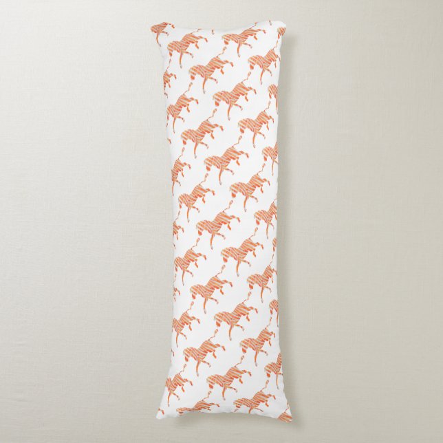 Zebra Orange und Weiße Silhouette Seitenschläferkissen (Vorderseite Vertikal)