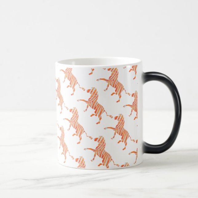 Zebra Orange und Weiße Silhouette Verwandlungstasse (Rechts)