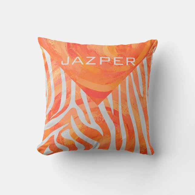 Zebra-orange und weißer Druck Kissen (Vorderseite)