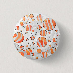 Zebra Orange und White Polka Dot Button