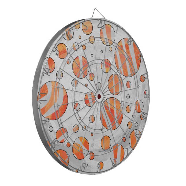 Zebra Orange und White Polka Dot Dartscheibe (Vorderseite Links)