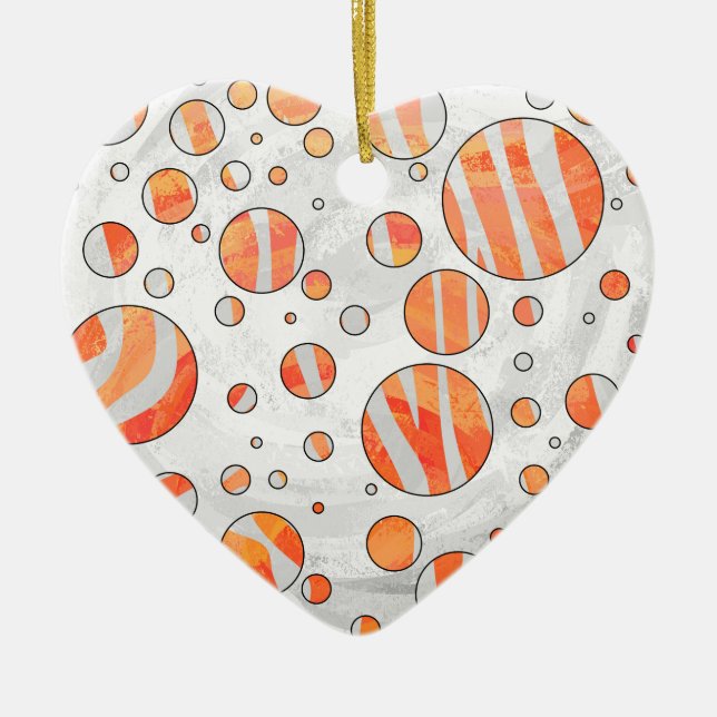 Zebra Orange und White Polka Dot Keramikornament (Vorne)