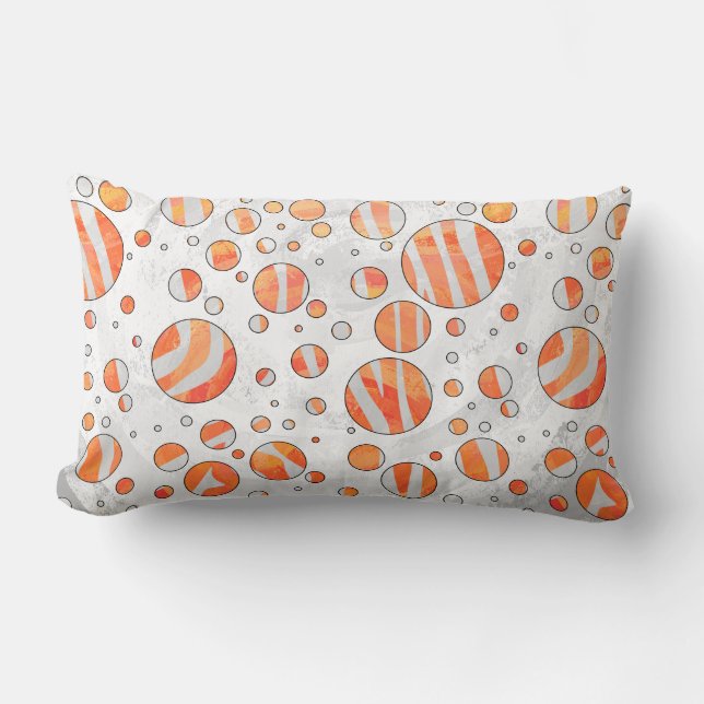 Zebra Orange und White Polka Dot Lendenkissen (Vorderseite)