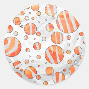 Zebra Orange und White Polka Dot Runder Aufkleber