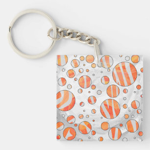 Zebra Orange und White Polka Dot Schlüsselanhänger