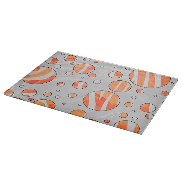 Zebra Orange und White Polka Dot Schneidebrett (Ecke)