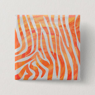 Zebra Orange und White Print Button